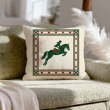 The Steeplechase – Equestrian Decor with an Elegant Silhouette Mid Jump – Throw Pillow
