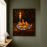Still Life With Nuggets – Still Life Art with a Delft Bowl and Candlelight – Canvas Wall Art