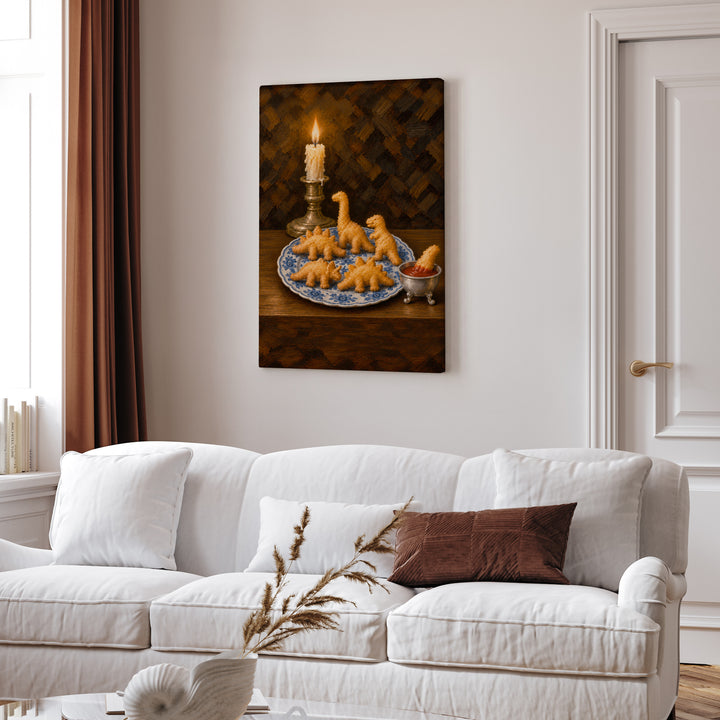 Still Life With Nuggets – Still Life Art with a Delft Bowl and Candlelight – Canvas / Framed Canvas