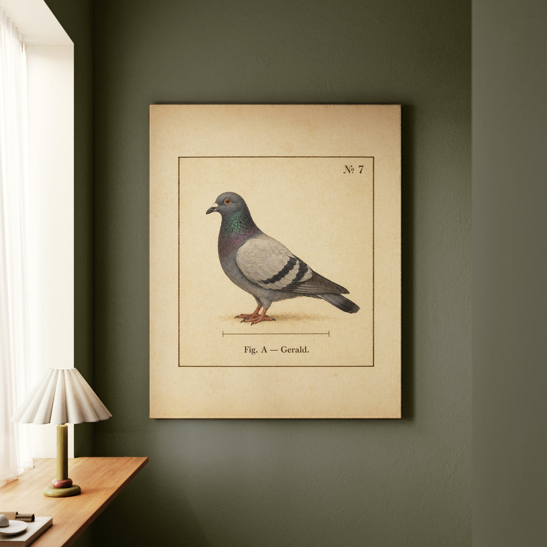 Fig. A: Gerald – Folk Style Wall Art with a Specimen Plate in Profile – Canvas Wall Art