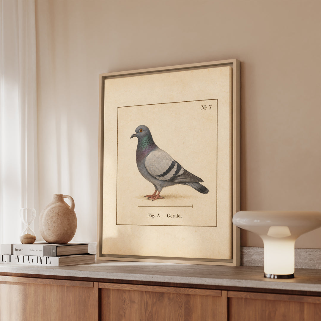 Fig. A: Gerald – Folk Style Wall Art with a Specimen Plate in Profile – Framed Canvas Wall Art