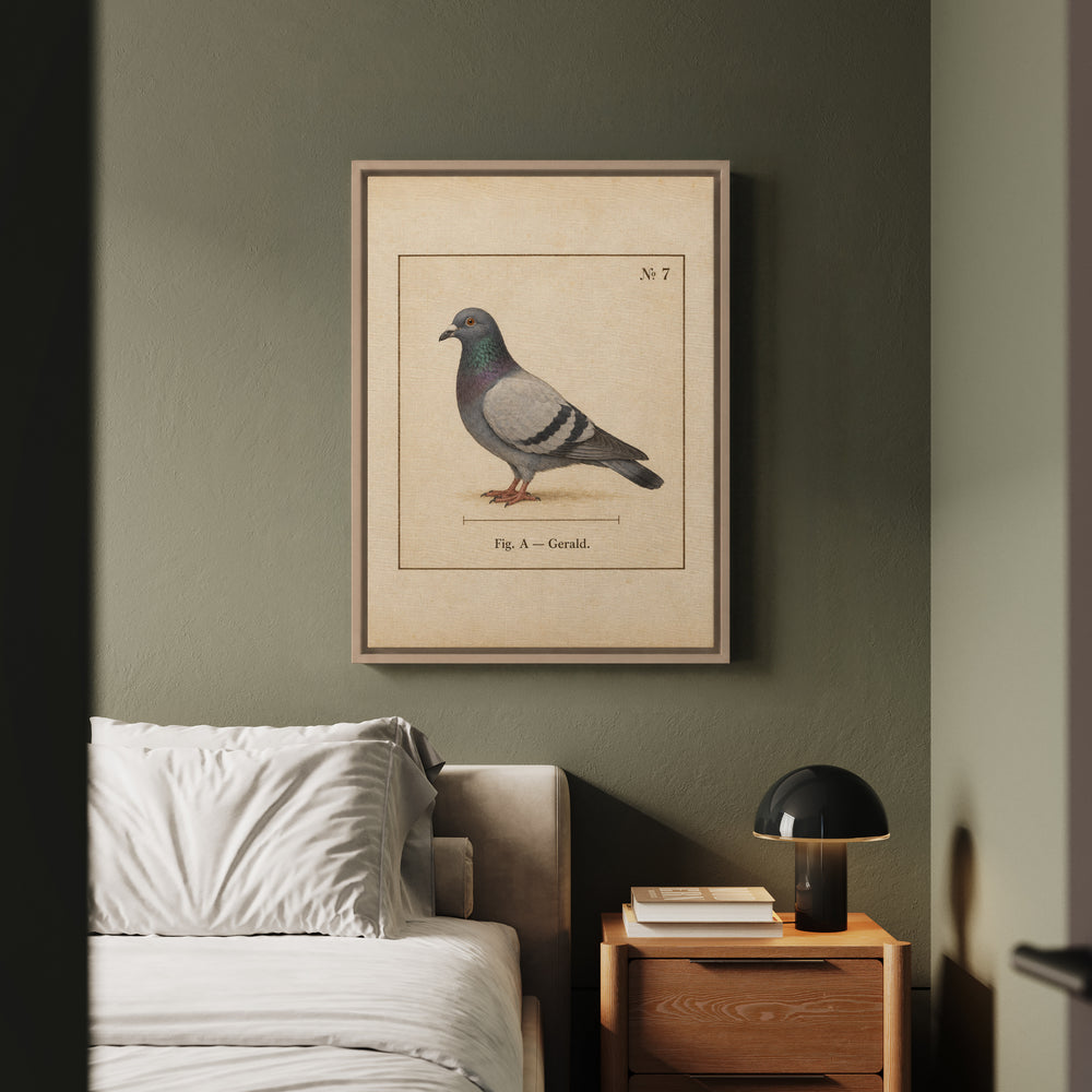 Fig. A: Gerald – Folk Style Wall Art with a Specimen Plate in Profile – Framed Canvas Wall Art