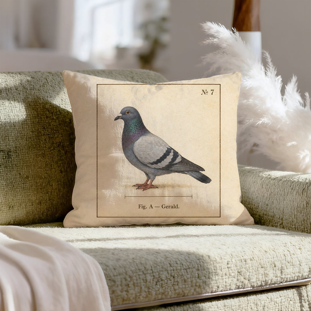Fig. A: Gerald – Folk Style Decor with a Specimen Plate in Profile – Throw Pillow