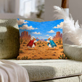 High Noon – Western Decor with a Gunslinger in a Tiny Poncho – Pillow Cover