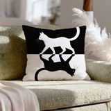 Night & Day – Cat Decor with a Split Black and White Fabric – Throw Pillow