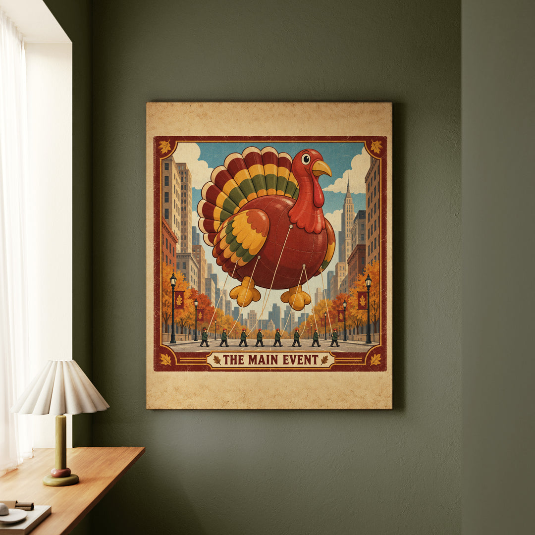 The Main Event – Fall Wall Art with a Giant Parade Balloon Bird – Canvas Wall Art