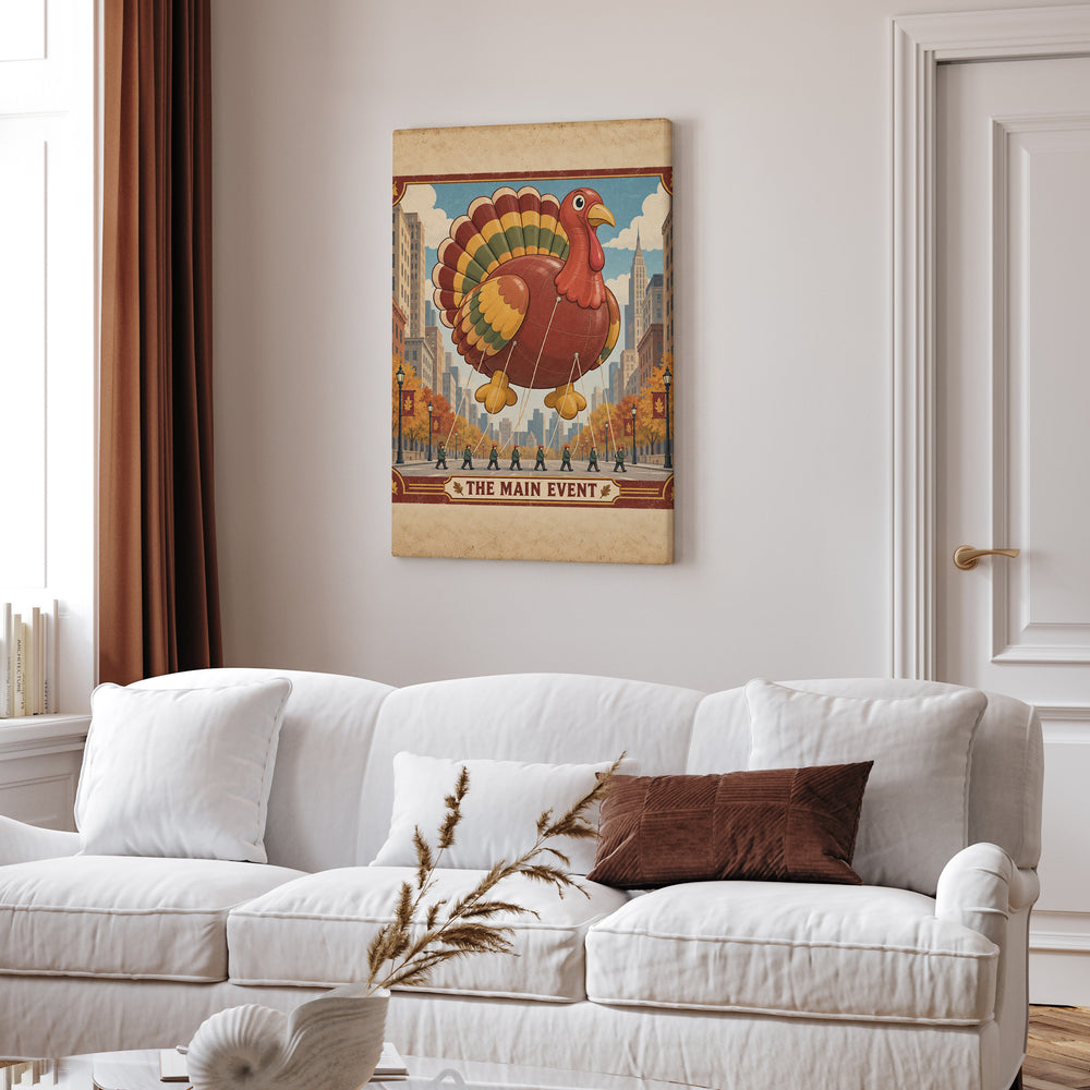 The Main Event – Fall Wall Art with a Giant Parade Balloon Bird – Canvas Wall Art