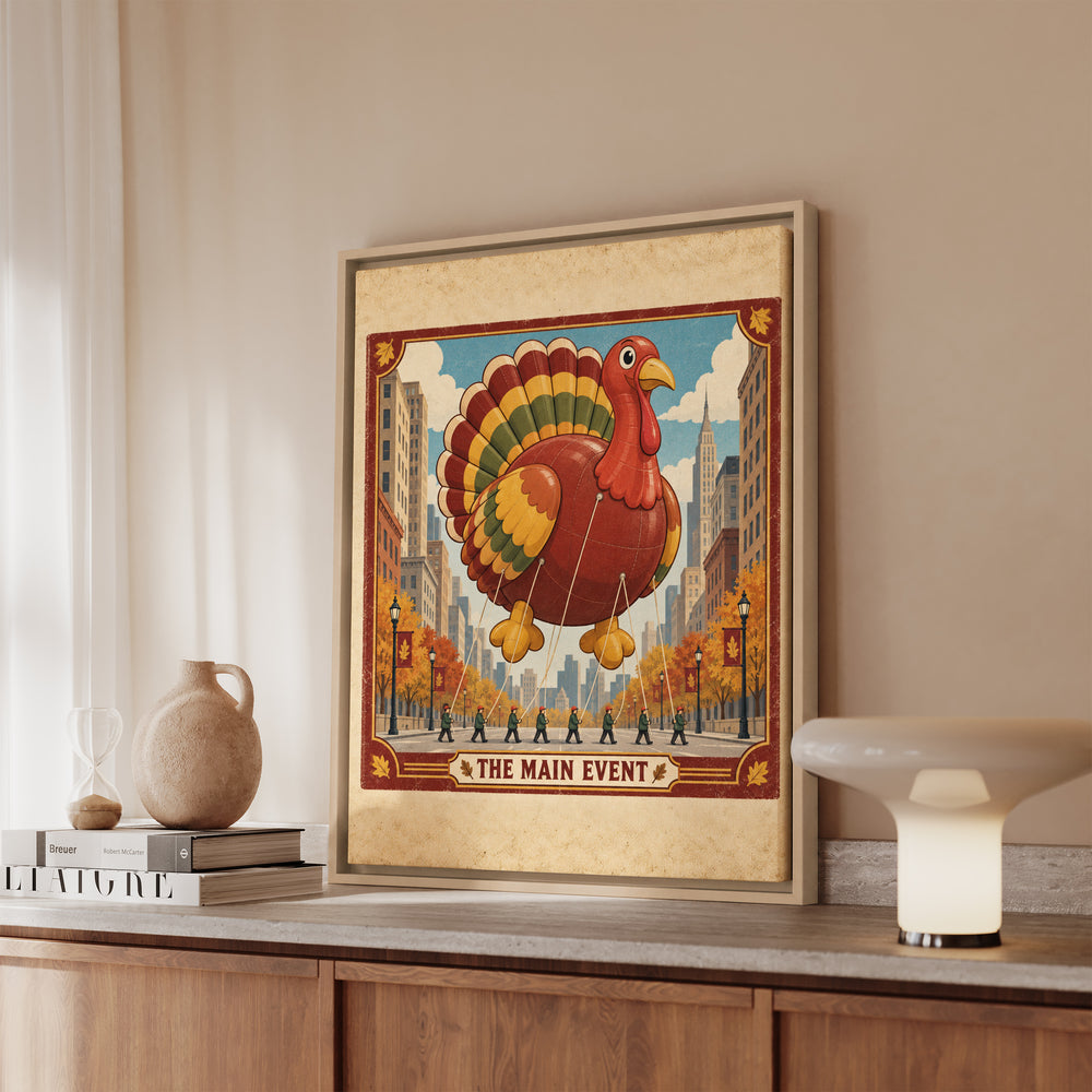 The Main Event – Fall Wall Art with a Giant Parade Balloon Bird – Canvas / Framed Canvas