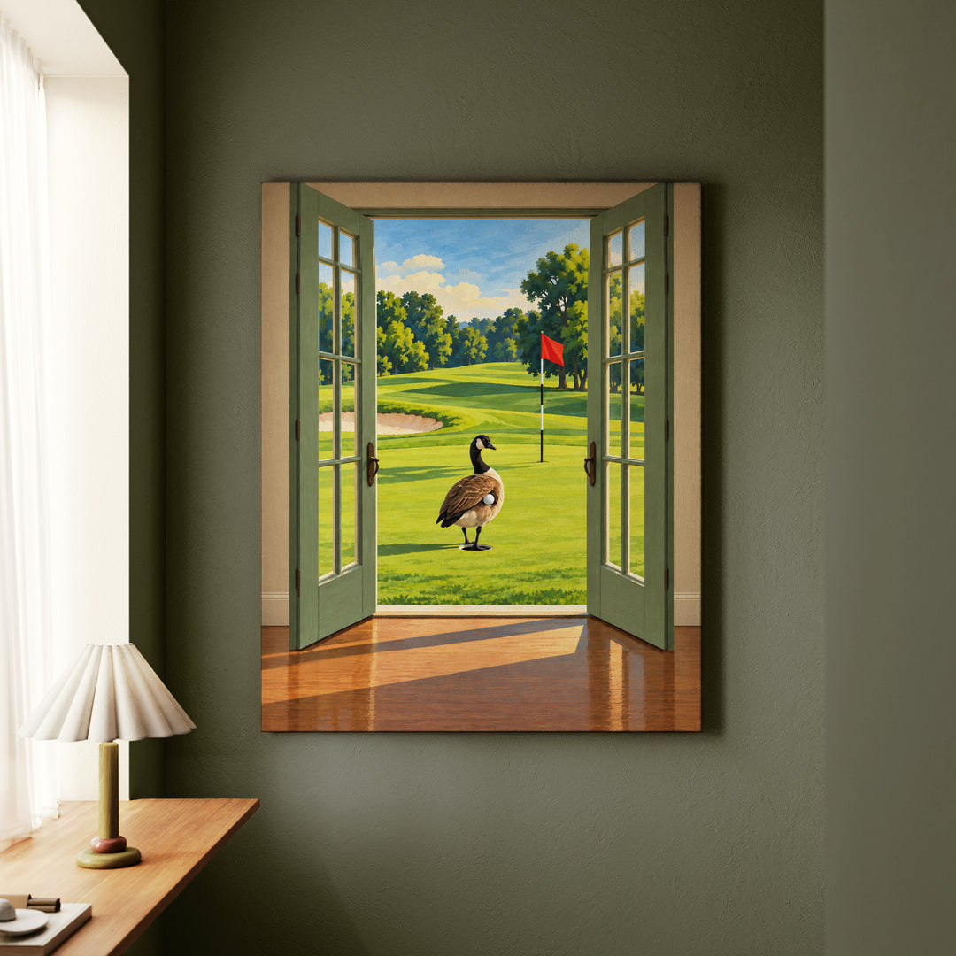 Members Only – Golf Art with an Open Portal in Fauvist Strokes – Canvas Wall Art