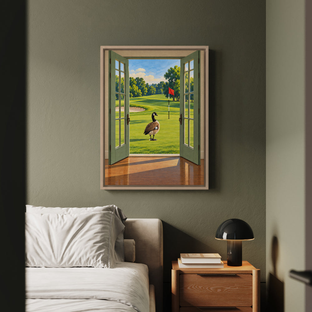 Members Only – Golf Art with an Open Portal in Fauvist Strokes – Framed Canvas Wall Art