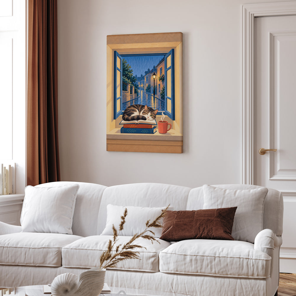 Reading Weather – Window Wall Art with a Portal and Loose Fauvist Paint – Canvas Wall Art