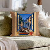 Reading Weather – Window Decor with a Portal and Loose Fauvist Paint – Throw Pillow