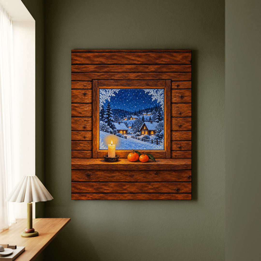 First Frost – Winter Wall Art with an Open Portal and Cold Light – Canvas Wall Art
