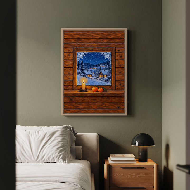 First Frost – Winter Wall Art with an Open Portal and Cold Light – Canvas / Framed Canvas