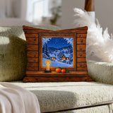 First Frost – Winter Decor with an Open Portal and Cold Light – Throw Pillow