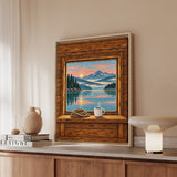 Lake Morning – Lake House Decor with an Open Portal Onto Still Water – Framed Canvas Wall Art