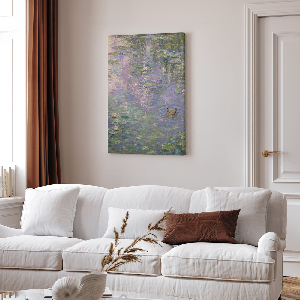 Pond Intruder – Impressionist Art with a Serene Water Lily Scene – Canvas Wall Art