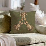 Quiet Warren POV – Bunny Bathroom Decor with Ears Converging From Above – Throw Pillow