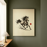 Year of the Horse Gallop – Horse Art with Ink Brush Energy in Full Stride – Canvas Wall Art