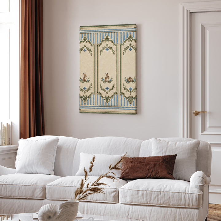 Grand Frame Minis – Bunny Nursery Decor with Three Tiny Painted Hares – Canvas / Framed Canvas