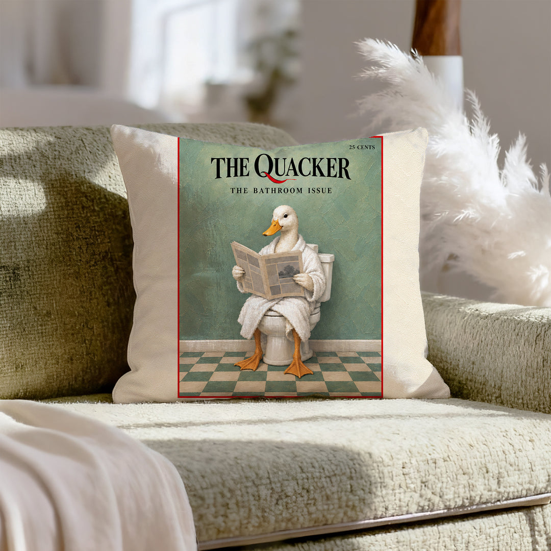 The Quacker – Magazine Cover Art with an Elegant Fictional Masthead – Pillow / Cover