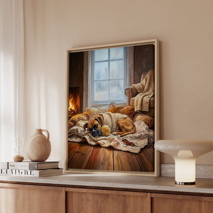 Boxer Calm Memories Framed Canvas