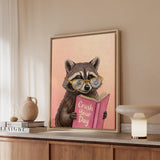 "Crush Your Day" - Raccoon Vertical Framed Canvas - Animal Book Humor Wall Art