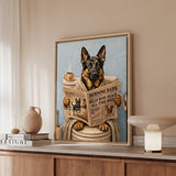 "Morning Business" - German Shepherd Vertical Framed Canvas - Dog Lover Wall Art