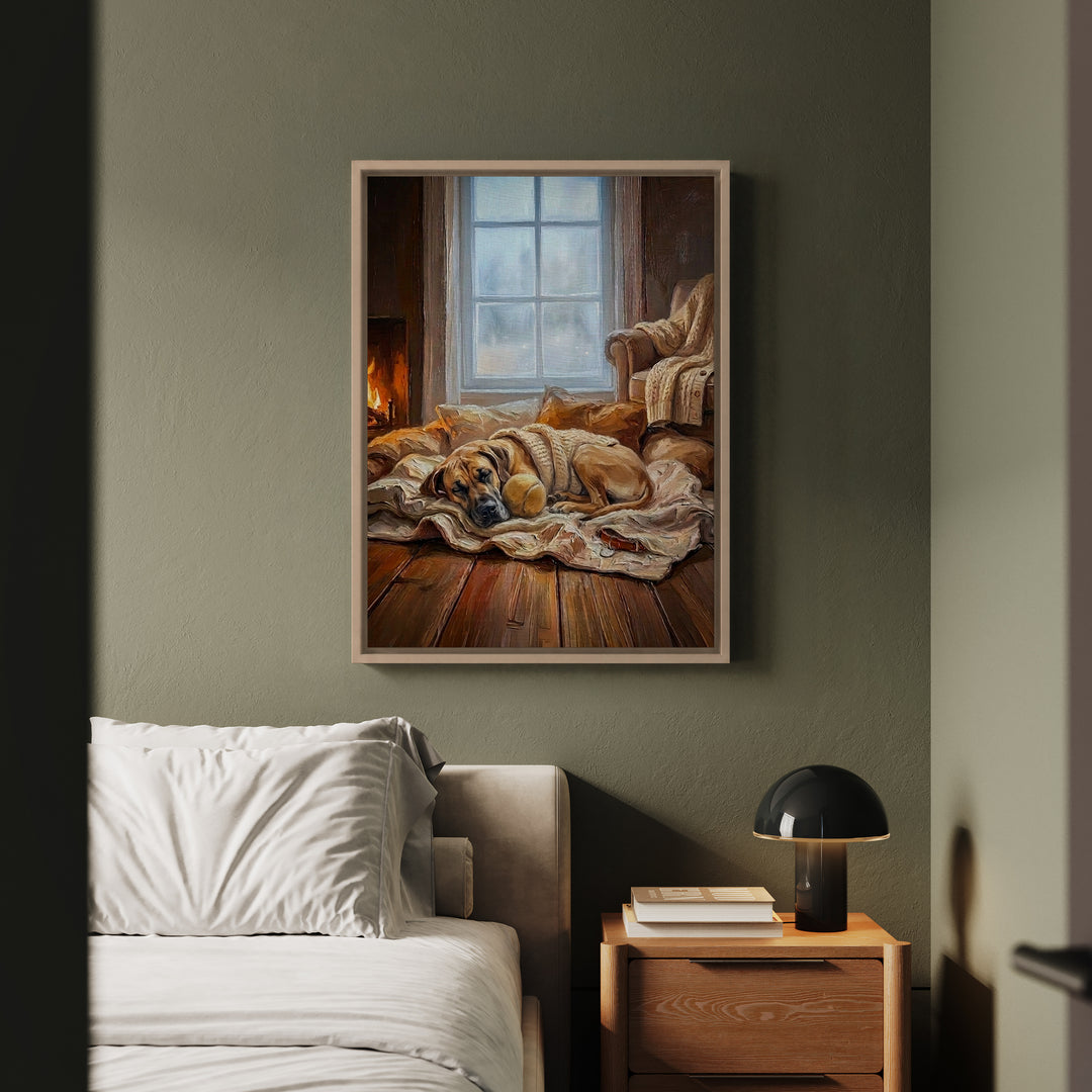 "Calm Memories" - Great Dane Vertical Framed Canvas - Dog Lover Wall Art