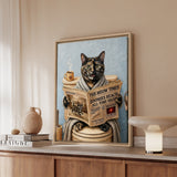 "Morning Business" - Tortoiseshell Vertical Framed Canvas - Cat Lover Wall Art