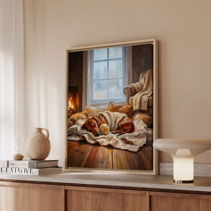 Dachshund Calm Memories Framed Canvas
