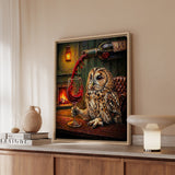 "Wine & Spirit" - Owl Vertical Framed Canvas - Spirit Animal Wall Art