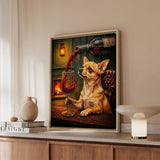 "Wine & Woof" - Chihuahua Vertical Framed Canvas - Dog Lover Wall Art