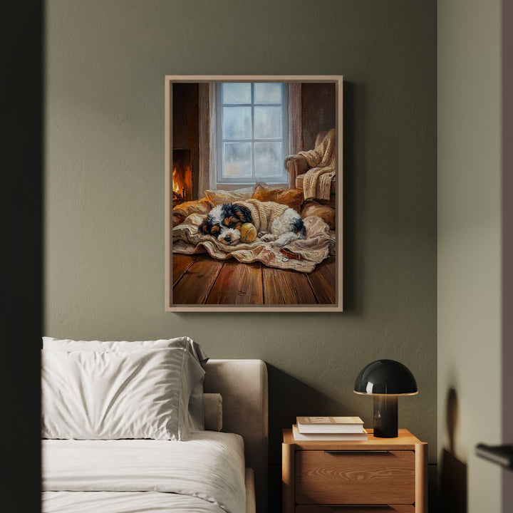 "Calm Memories" - Bichon Frise Vertical Framed Canvas - Dog Lover Wall Art