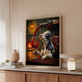 "Wine & Spirit" - Cow Vertical Framed Canvas - Spirit Animal Wall Art