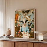 "Unfazed" - Cow Vertical Framed Canvas - Dark Burnout Humor Wall Art
