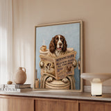 "Morning Business" - English Springer Spaniel Vertical Framed Canvas - Dog Lover Wall Art