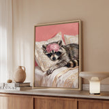 "Beauty Sleep" - Raccoon Vertical Framed Canvas - Spirit Animal Wall Art