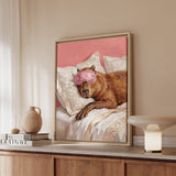 "Beauty Sleep" - Capybara Vertical Framed Canvas - Spirit Animal Wall Art