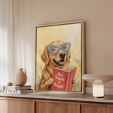 "Our Future is Bright" - Golden Retriever Vertical Framed Canvas - Animal Book Humor Wall Art