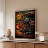 "Wine & Woof" - Labrador Vertical Framed Canvas - Dog Lover Wall Art