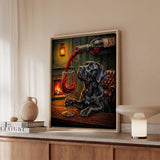 "Wine & Woof" - Cane Corso Vertical Framed Canvas - Dog Lover Wall Art