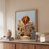 "Morning Business" - Dachshund Vertical Framed Canvas - Dog Lover Wall Art