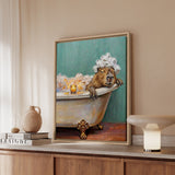 "Bubble Time" - Capybara Vertical Framed Canvas - Spirit Animal Wall Art