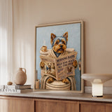 "Morning Business" - Yorkie Vertical Framed Canvas - Dog Lover Wall Art