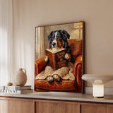 "Evening Read" - Australian Shepherd Vertical Framed Canvas - Dog Lover Wall Art