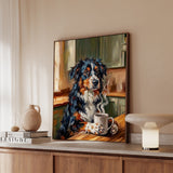 "Before Coffee" - Australian Shepherd Vertical Framed Canvas - Dog Lover Wall Art