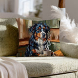 "Before Coffee" - Australian Shepherd Throw Pillow - Dog Lover Home Decor