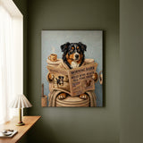 "Morning Business" - Australian Shepherd Vertical Canvas - Dog Lover Wall Art