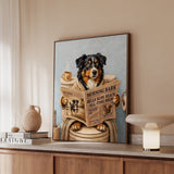 "Morning Business" - Australian Shepherd Vertical Framed Canvas - Dog Lover Wall Art